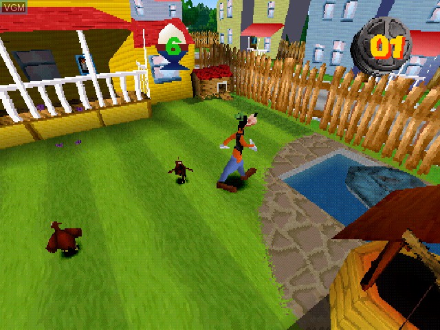 In-game screen of the game Goofy's Fun House on Sony Playstation