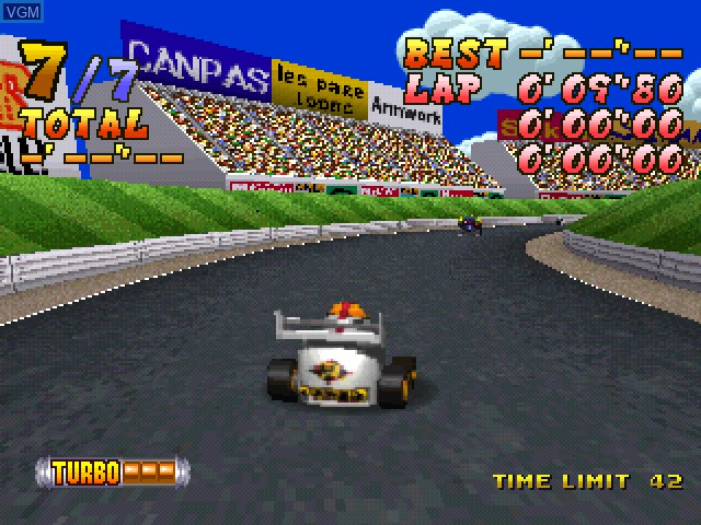 In-game screen of the game Extreme Go-Kart Racing on Sony Playstation