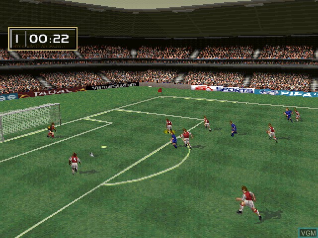 In-game screen of the game FIFA Soccer 96 on Sony Playstation
