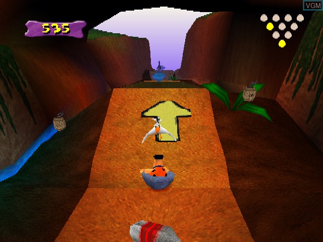 In-game screen of the game Flintstones, The - Bedrock Bowling on Sony Playstation