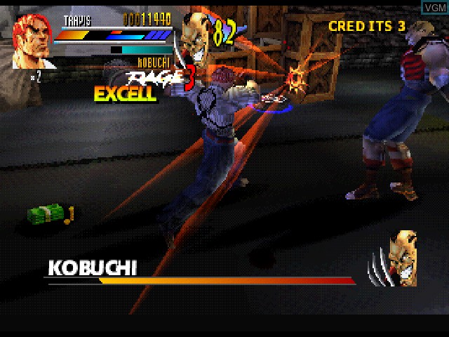 In-game screen of the game Gekido - Urban Fighters on Sony Playstation