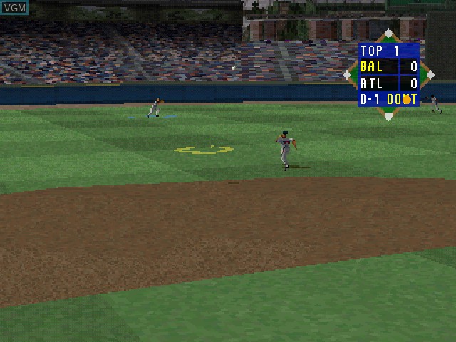 In-game screen of the game High Heat Baseball 2000 on Sony Playstation
