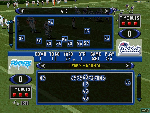 In-game screen of the game Madden NFL 2005 on Sony Playstation