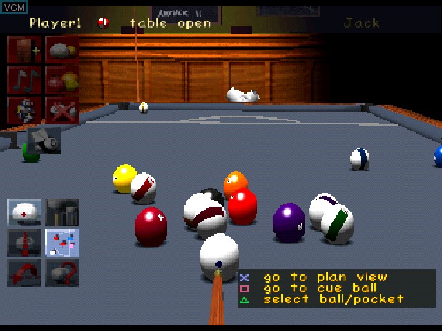 In-game screen of the game Jimmy White's 2 - Cueball on Sony Playstation