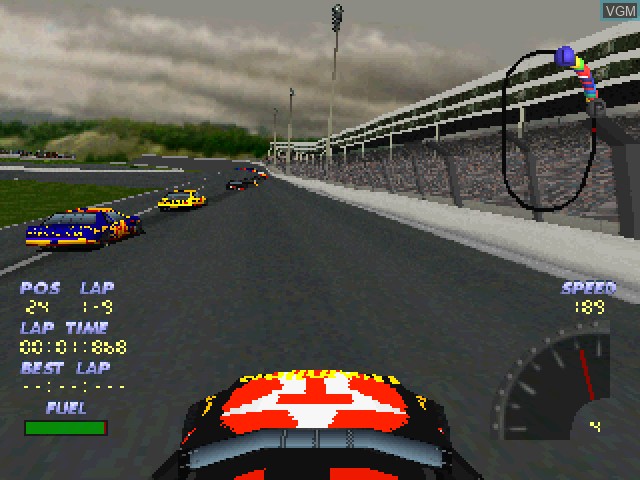 In-game screen of the game NASCAR 98 on Sony Playstation