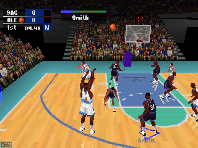 In-game screen of the game NBA Fastbreak '98 on Sony Playstation