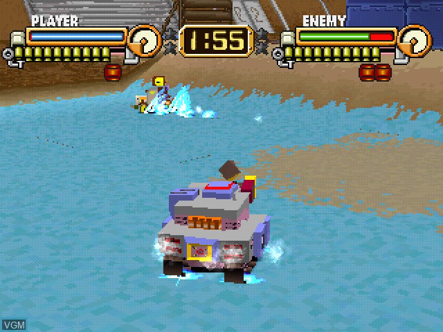 In-game screen of the game Pop'n Tanks! on Sony Playstation