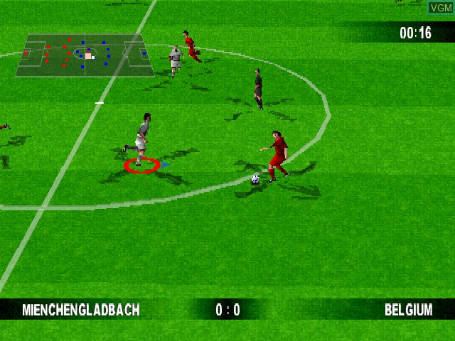 In-game screen of the game Michael Owen's World League Soccer 99 on Sony Playstation