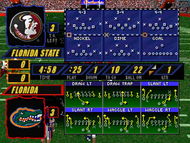 In-game screen of the game NCAA Football 98 on Sony Playstation