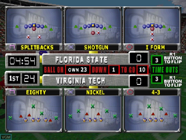 In-game screen of the game NCAA GameBreaker 2001 on Sony Playstation