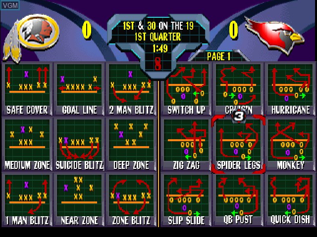 In-game screen of the game NFL Blitz 2000 on Sony Playstation