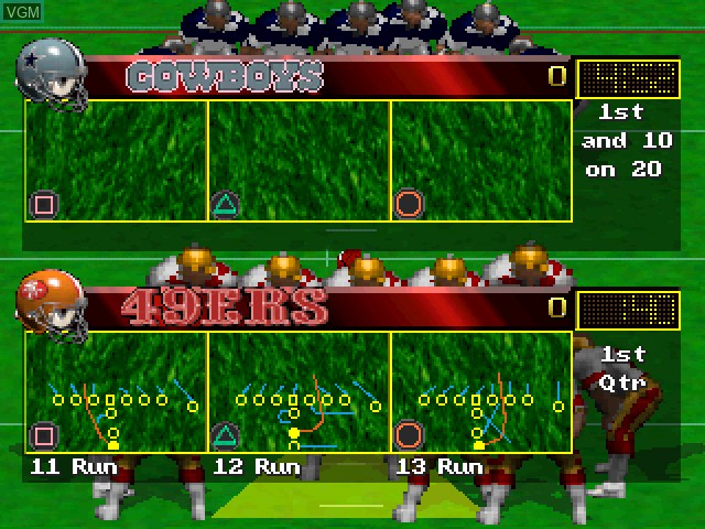 In-game screen of the game NFL Full Contact on Sony Playstation