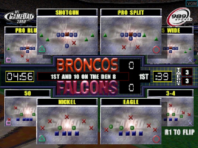 In-game screen of the game NFL GameDay 2000 on Sony Playstation