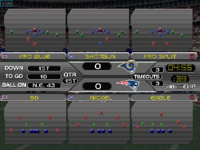 In-game screen of the game NFL GameDay 2003 on Sony Playstation