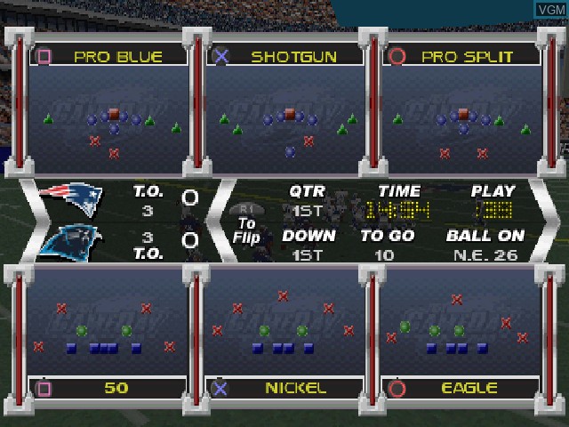 In-game screen of the game NFL GameDay 2005 on Sony Playstation