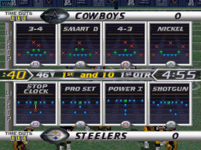 In-game screen of the game NFL Quarterback Club 97 on Sony Playstation