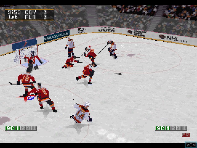 In-game screen of the game NHL Blades of Steel 2000 on Sony Playstation