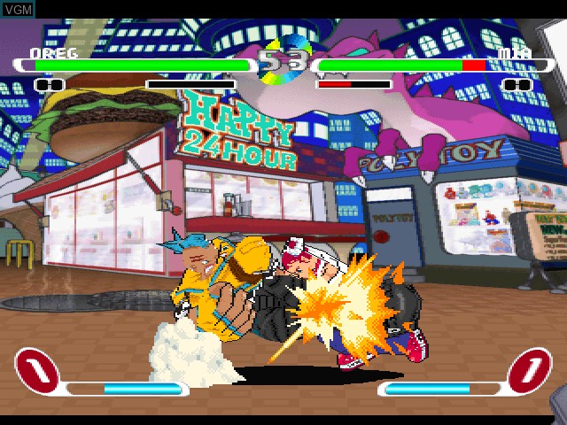 In-game screen of the game Slap Happy Rhythm Busters on Sony Playstation