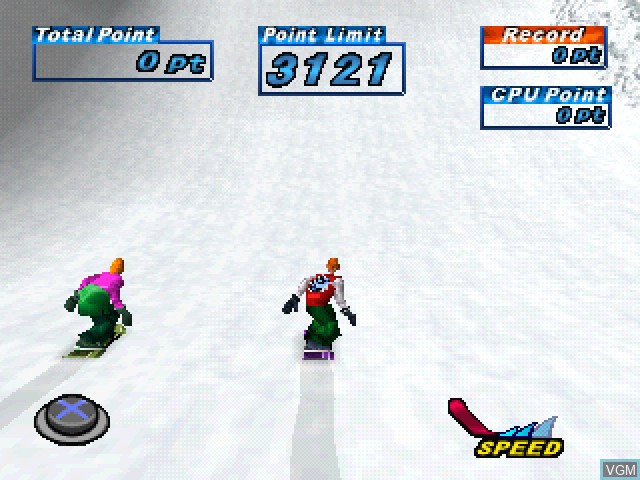 In-game screen of the game Snowboarding on Sony Playstation