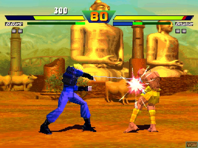 In-game screen of the game Street Fighter EX Plus Alpha on Sony Playstation