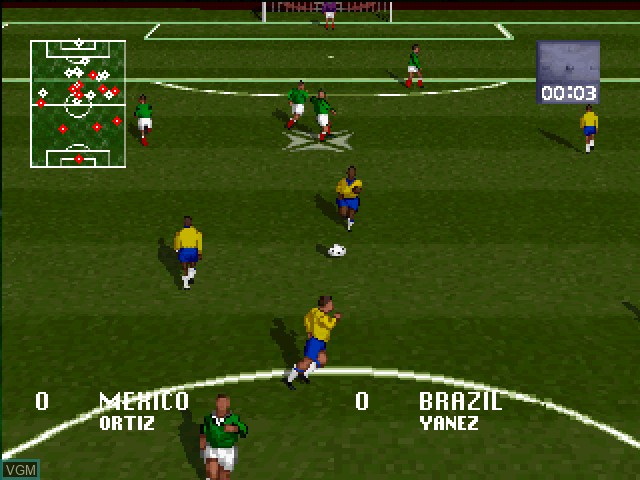 In-game screen of the game Striker 96 on Sony Playstation