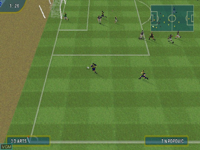 In-game screen of the game Sven-Goran Eriksson's World Cup Challenge on Sony Playstation