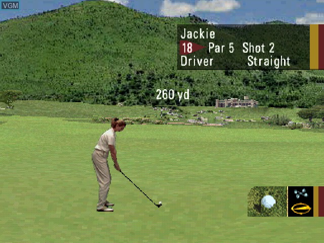 In-game screen of the game Pro 18 - World Tour Golf on Sony Playstation
