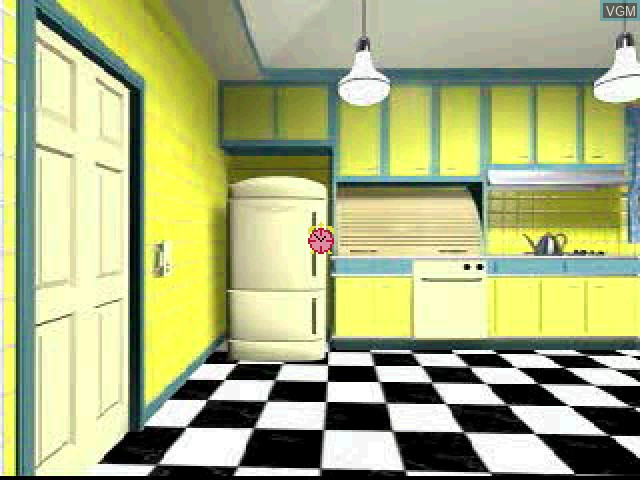 In-game screen of the game Quaddle Family Mysteries, The 1 - The Case of the Scarce Scarab - Lobby - Kitchen on Sony Playstation