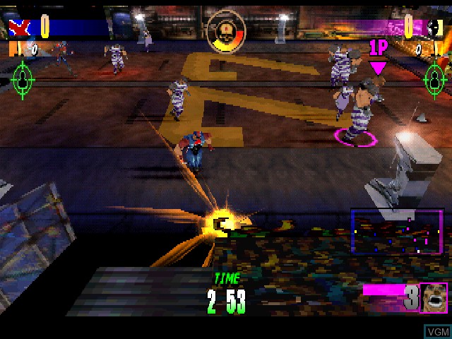 In-game screen of the game Rageball on Sony Playstation