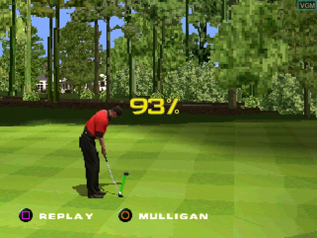 In-game screen of the game Tiger Woods 99 PGA Tour Golf on Sony Playstation