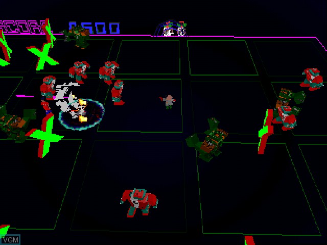In-game screen of the game Robotron X on Sony Playstation