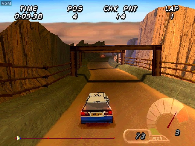 In-game screen of the game Tommi Makinen Rally on Sony Playstation