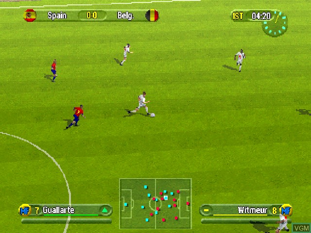 In-game screen of the game UEFA Challenge on Sony Playstation