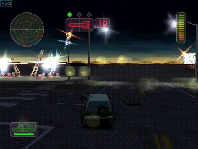 In-game screen of the game Vigilante 8 on Sony Playstation