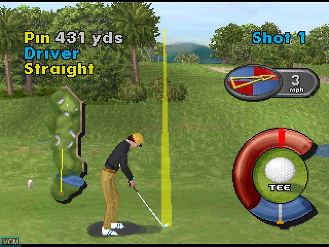 In-game screen of the game VR Golf '97 on Sony Playstation