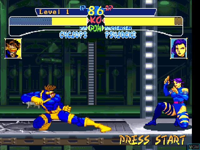 In-game screen of the game X-Men - Children of the Atom on Sony Playstation