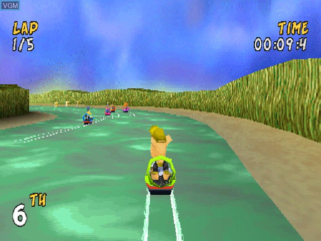 In-game screen of the game XS Airboat Racing on Sony Playstation