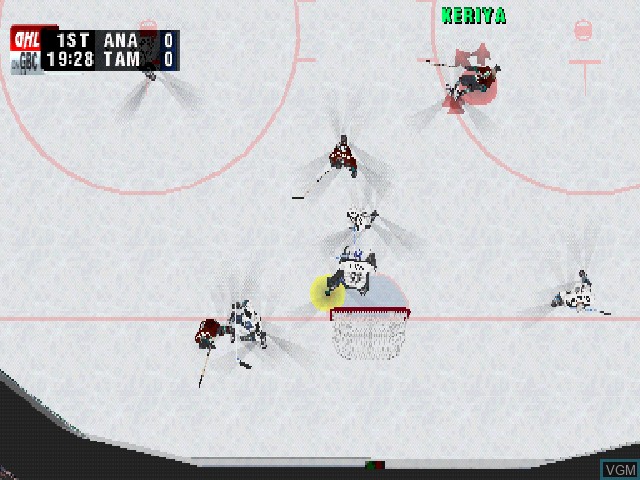 In-game screen of the game Actua Ice Hockey 2 on Sony Playstation