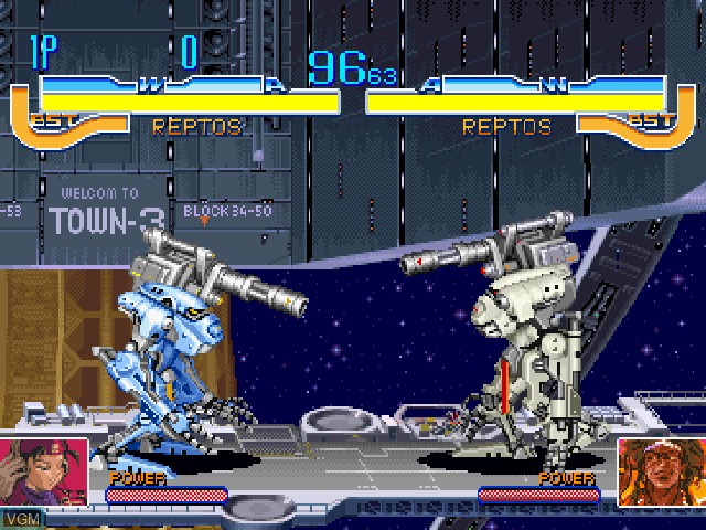 In-game screen of the game Cyberbots - Fullmetal Madness on Sony Playstation