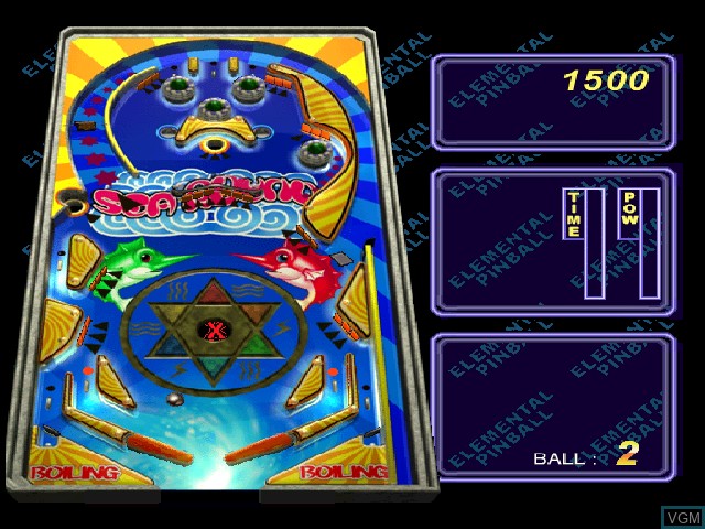 In-game screen of the game Elemental Pinball on Sony Playstation
