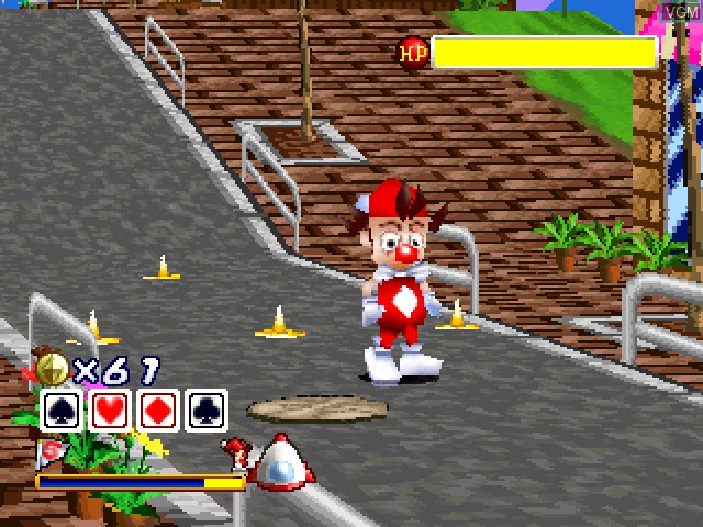 In-game screen of the game Kid Klown in Crazy Chase 2 - Love Love Hani Soudatsusen on Sony Playstation