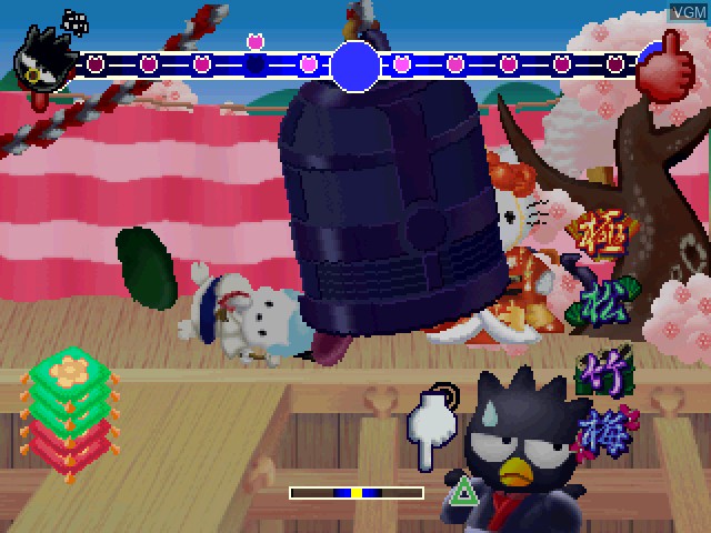 In-game screen of the game Kitty the Kool! - Kabuki de Tanoshiku Odotte Ne!! on Sony Playstation