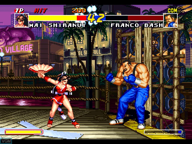 In-game screen of the game Real Bout Garou Densetsu on Sony Playstation