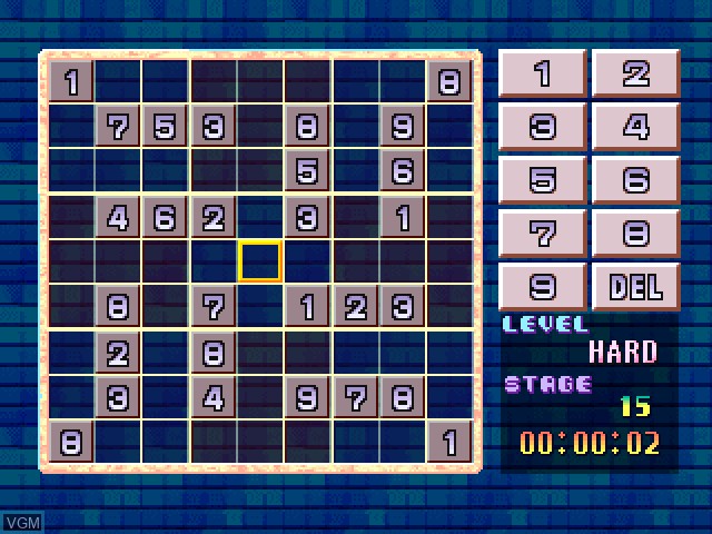 In-game screen of the game SuperLite 1500 Series - Suudoku on Sony Playstation