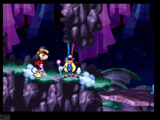 In-game screen of the game Rayman Junior - Level 2 on Sony Playstation