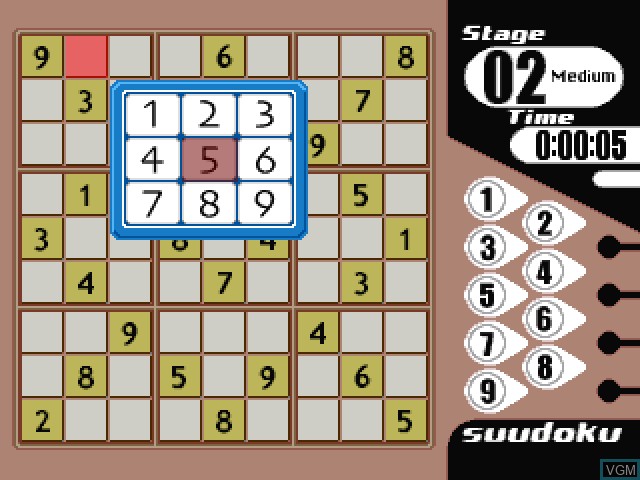 In-game screen of the game SuperLite 1500 Series - Suudoku 3 on Sony Playstation