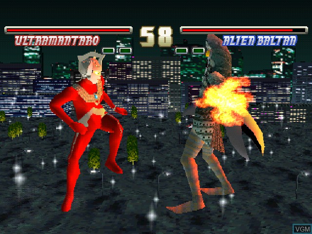 In-game screen of the game Ultraman Fighting Evolution on Sony Playstation
