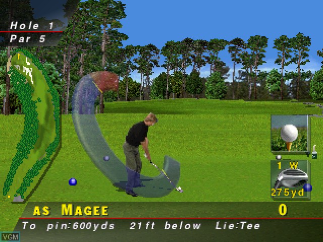 In-game screen of the game PGA Tour 96 on Sony Playstation
