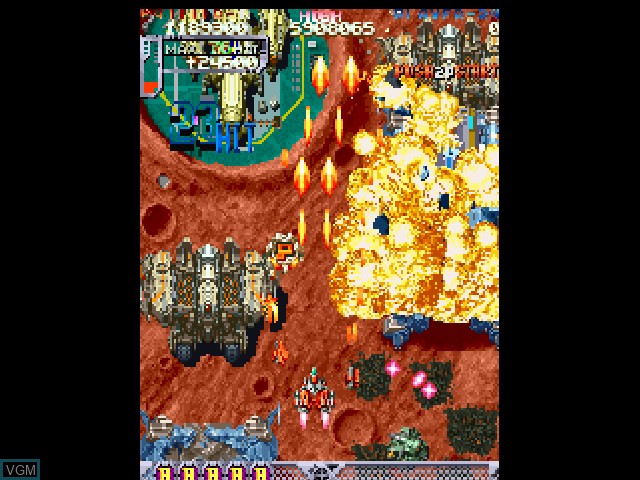 In-game screen of the game DoDonPachi on Sony Playstation