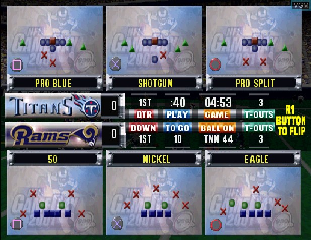 In-game screen of the game NFL GameDay 2001 on Sony Playstation
